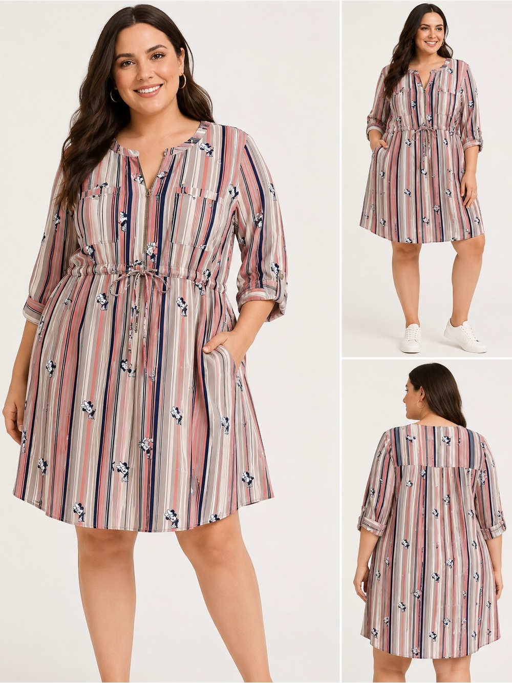 NWT Disney x Torrid Minnie Mouse Stripe Shirt Dress Plus Size 2X Pockets